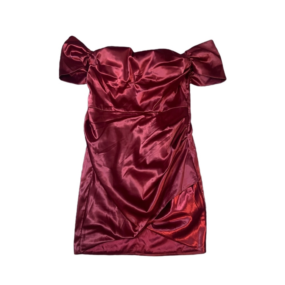 Fashion Nova Satin Burgundy Mini Dress